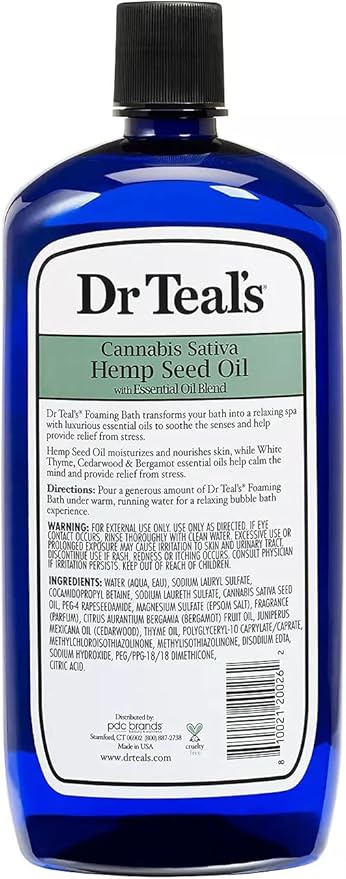 Dr. Teal's Foaming Bath Variety Gift Set (2 Pack, 34oz Ea.) - Hemp Seed Oil with Essential Oil Blend, Melatonin Nighttime Sleep Soak - Essential Oils Blended with Pure Epsom Salt Eases Pain & Stress