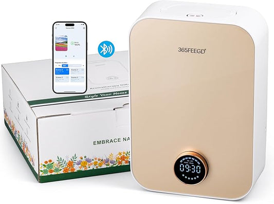 Home Diffuser|150ml Large Capacity Essential Oil Diffuser|Smart Bluetooth Controlled Pure Essential Oil Diffuser|24/7 Customizable Settings (White Gold)
