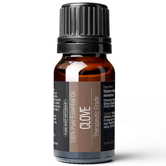 Pure Body Naturals Clove Bud Essential Oil, 10 ml - Pure and Undiluted Therapeutic Grade for Aromatherapy Diffuser and Relief