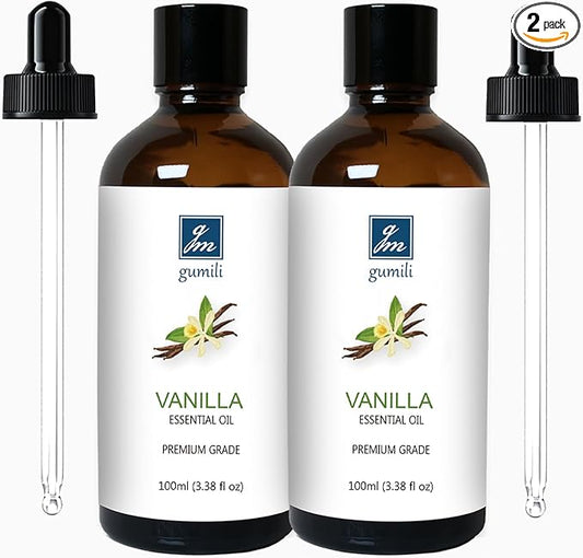 GM Gumili Vanilla Essential Oil 200ML, Natural Vanilla Oil Scented Oils for Aromatherapy & Diffuser-100ML(Pack of 2)