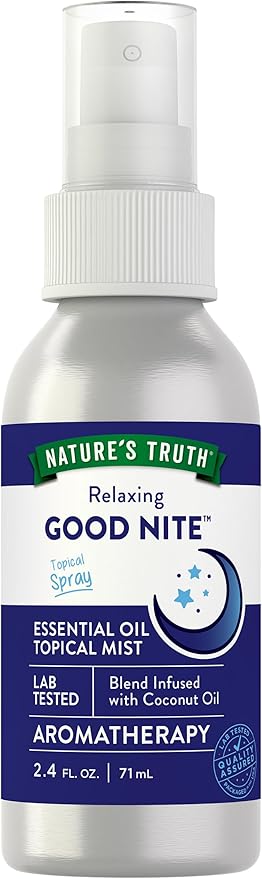 Nature's Truth Good Nite Essential Oil Mist | 2.4 fl oz | Calming Blend | for Topical Use, Yoga, & Aroma Spray