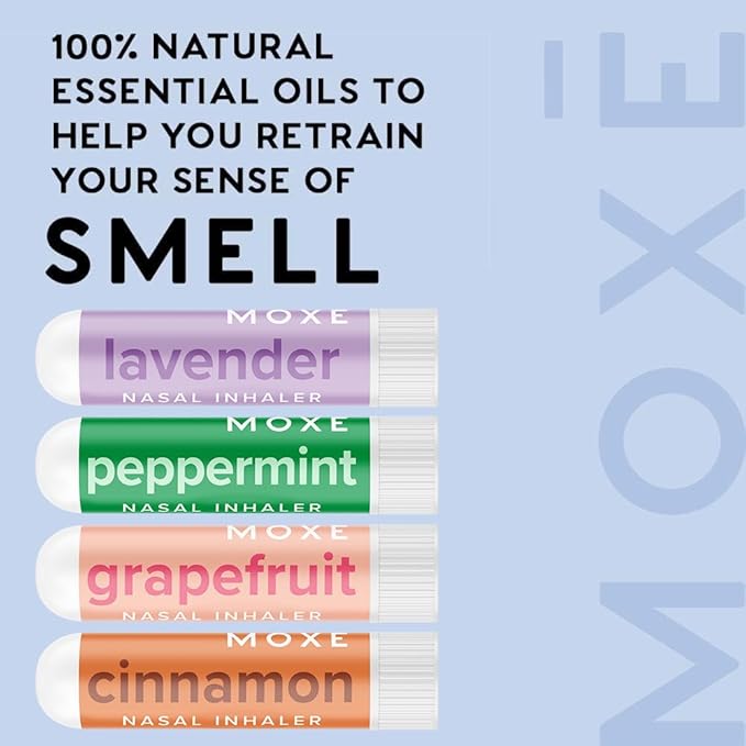 MOXĒ Smell Training Kit, Made in USA, Scent Diversification, 4 Essential Oil Fragrances, Olfactory Regeneration, Smell Expansion, Natural Therapy for Smell Loss, Includes Guidebook & Log (Phase 2)