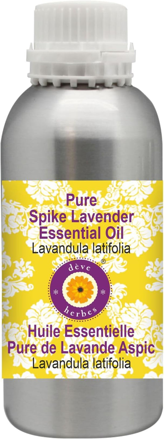 Deve Herbes Pure Spike Lavender Essential Oil (Lavandula latifolia) Steam Distilled 630ml (21 oz)