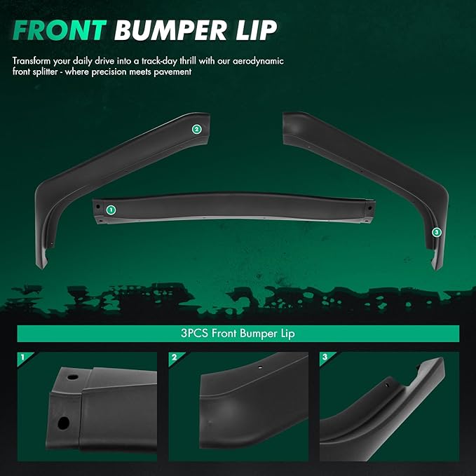 SCITOO Matte Black ABS Front Bumper Lip Chin Spoiler Fit for 2013-2015 for Honda Civic Sedan