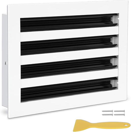 12x8 Modern AC Vent Cover, Decorative White Air Vent (Duct Opening Cutout), All Aluminium Standard Linear Slot Diffuser, Low Noise - Register Grille for Ceiling, Walls & Floors