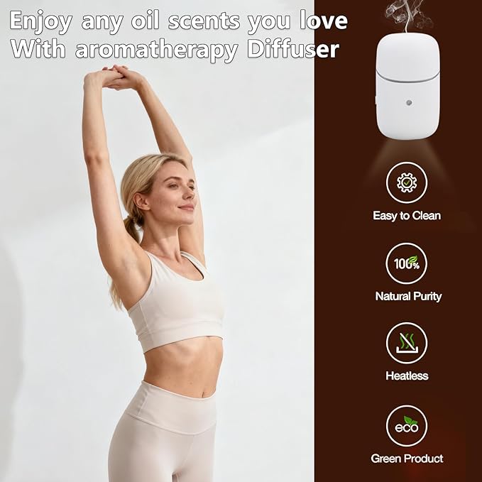 Plug in Diffuser, Waterless Diffuser with Low/High Switch, Essential Oil Diffuser with Night Light, Up to 500 Sq. Ft, Small Wall Scent Diffuser for Home, Living Room, Bedroom, Bathroom, White