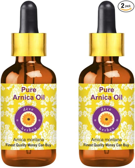 Deve Herbes Arnica Oil (Arnica Montana) with Two Glass Droppers | Infused | Pure | Non-Sticky | Lightweight | for Facial Care | Men & Women | 15ml X 2 (1 oz)