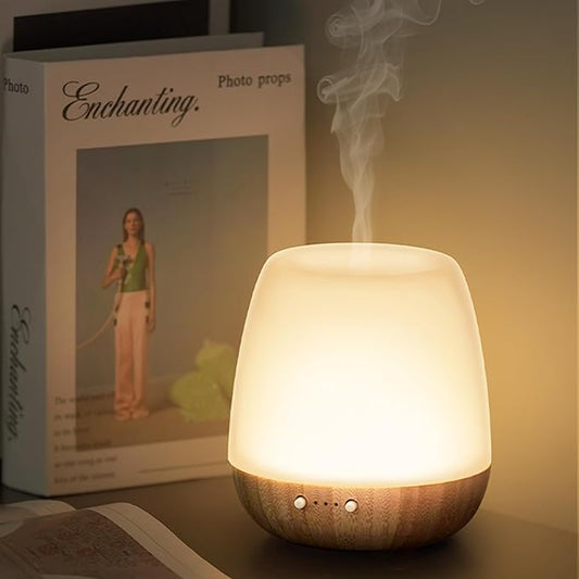 Essential Oil Diffuser - 2.4MHz Ultrasonic Glass & Bamboo Diffuser with Pulse/Continuous Mist & Night Light, Waterless Auto-Off, Silent Aroma Diffuser for Home, Office, Yoga, Spa, Gifts & Home Decor.