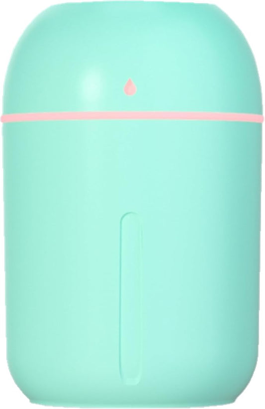 Mini USB Humidifier - Large Capacity, Ultra-Quiet 20dB, 2 Modes (Continuous/Intermittent) with Anti-Dry Burn & Night Light, Nano Mist for Room/Car/Office Desk (<10㎡) (Sky Blue, 330ml)