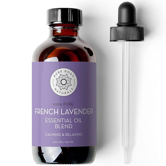 Pure Body Naturals French Lavender Essential Oil Blend, 4 fl oz - for Aromatherapy, Soap Making, and DIY Skin and Hair Products