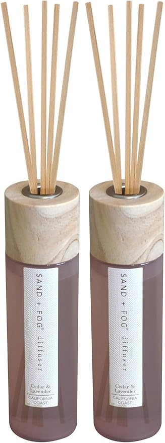 Sand + Fog Cedar Lavendar Reed Diffuser | Made with Essential Oils | Fill Your Home with The Your Favorite Luxurious Fragrance (Pack of 2)