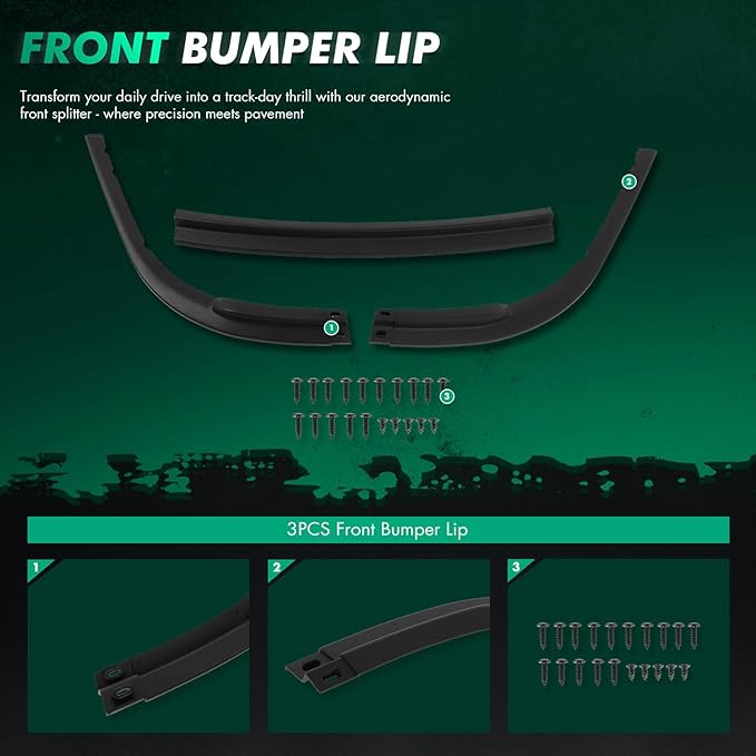 SCITOO Matte Black Front Bumper Lip CS-Style Fits for 2008-2010 for Subaru Impreza WRX PP Front Lip Spoiler