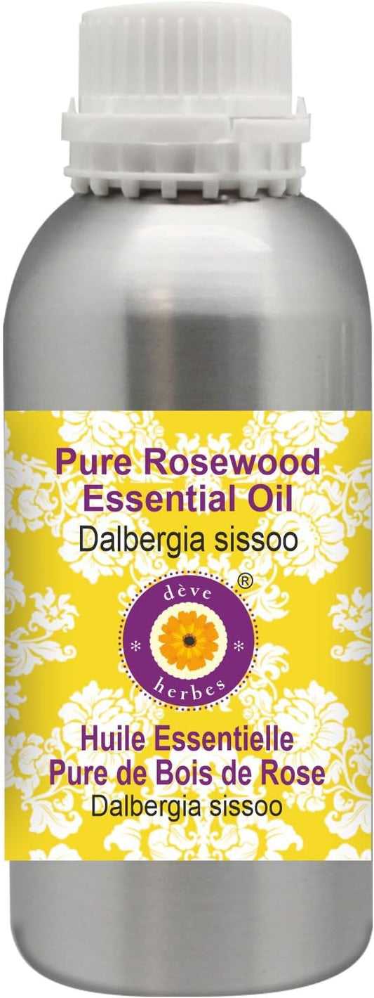 Deve Herbes Pure Rosewood Essential Oil (Dalbergia Sissoo) Steam Distilled 300ml (10 oz)