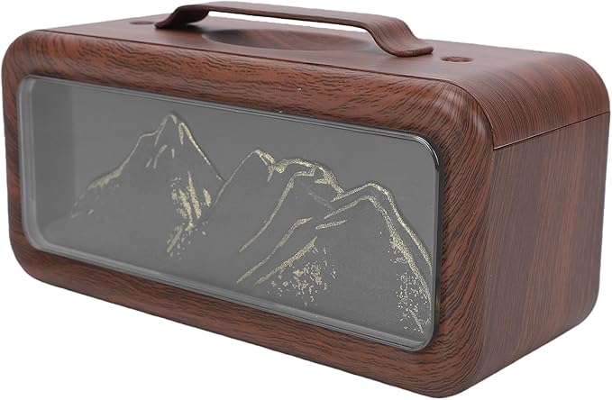 600ml Essential Oil Diffuser, Dual Spray Mountain Aromatherapy Diffuser Cool Mist Humidifier with Light, Essential Oil Scent for Home Bedroom (Light Wood Grain)