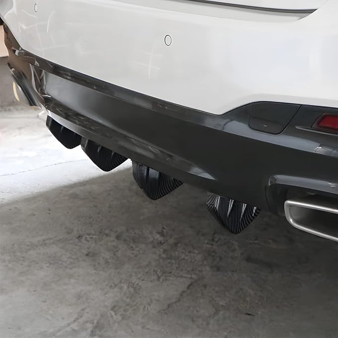 4pcs Car Rear Lower Bumper Wing Lip Diffuser, Anti-Crash Accessories Spoiler Shark Fin Protector, Rear Bumper Splitter Lip Wing with Screw, Universal Auto Decoration for Car SUV Truck