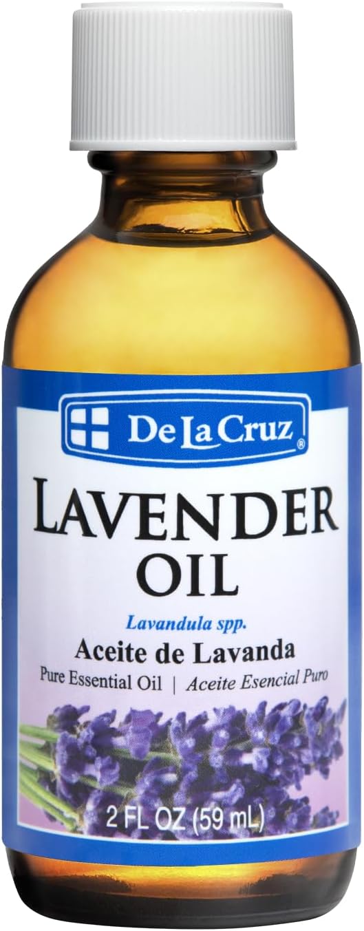De La Cruz Lavender Essential Oil Steam-Distilled - 100% Pure Lavender Oil for Aromatherapy 2 Fl Oz (Pack of 1)