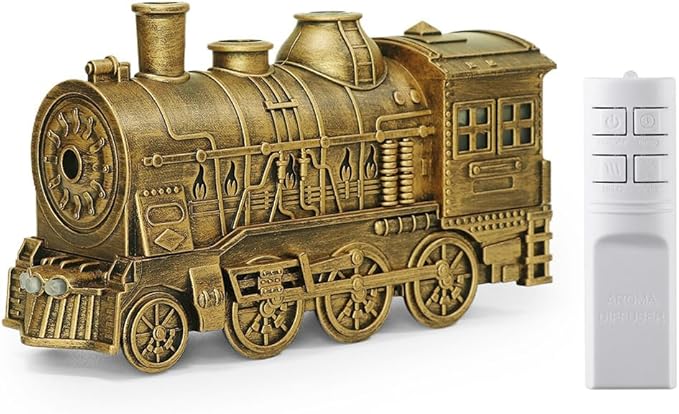 Vintage Steam Train Essential Oil Diffuser, 300ml Retro Train Quiet Aromatherapy Diffuser and Humidifier with Dual Color LED Light & 2 Mist Modes, Creative Home Decor & Gifts
