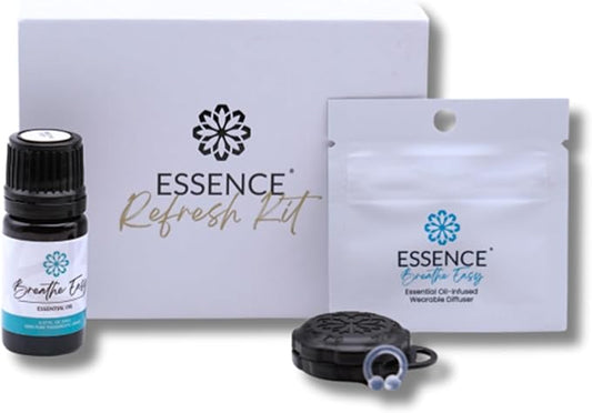 Essence Wearable Aromatherapy Nasal Diffuser – Breathe Easy Essential Oil Nose Ring Refresh Kit – Personal Scent Clip for Travel, Work & Everyday Use – Made in USA