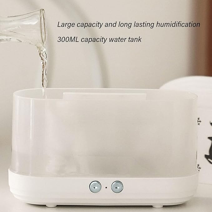 Flame Pattern Air Diffuser Humidifier, Large 300ml Capacity Quiet Mist Maker with Dual Spray Modes, Flame Effect Essential Oil Diffuser for Home Office Bedroom