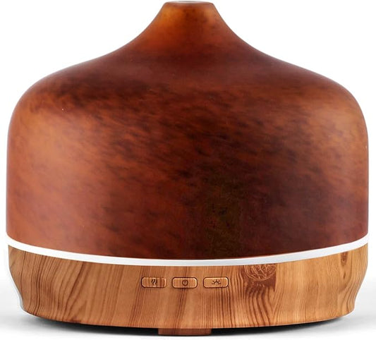 Porseme 500ml Glass Essential Oil Diffuser Aromatherapy Ultrasonic Cool Mist Humidifier 15-21 Running Hours Waterless Auto-Off Air Diffusers for Sleeping Yoga Working Spa(Caramel)