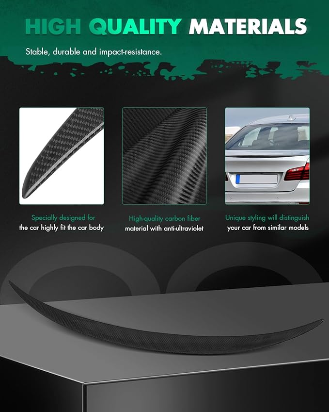 SCITOO Glossy Black Stickers Spoiler Wing Body Kit Compatible with 2011-2016 for BMW F10 5 Series Sedan Rear Trunk Spoiler Wing Splitter Chin Exterior Diffuser