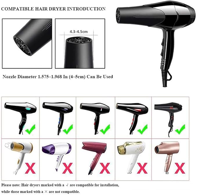 Collapsible Hair Dryer Diffuser Fit 1.57’’-1.96’’(4-5cm) Round Nozzle, Travel Hair Curly Difusor Attachment, Portable Silicone Diffuser for Hair Dryers, Salon Home Hair Blow Dryer Diffuser (Black)