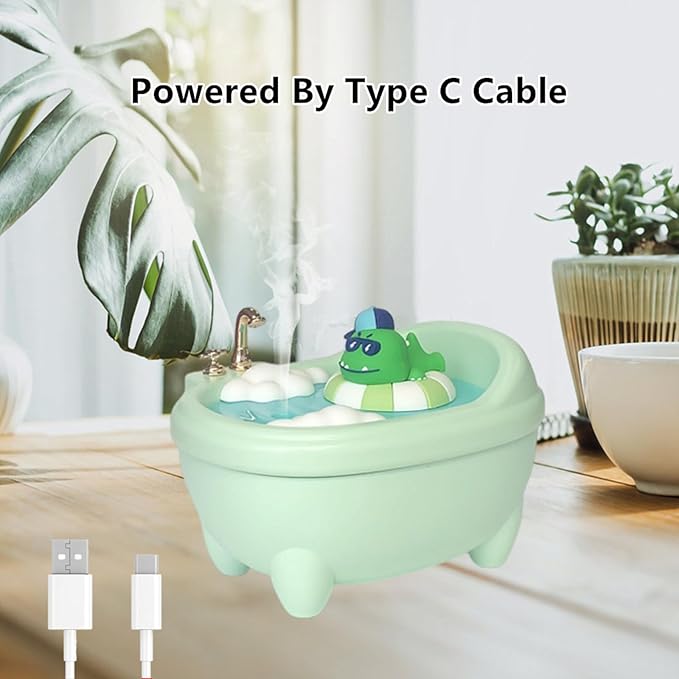 Cute Mini Humidifier for Bedroom & Office, Top Fill 0.34L, Cool Mist, Quiet, Easy Clean, Colorful Light, Auto Shut Off (Blue)