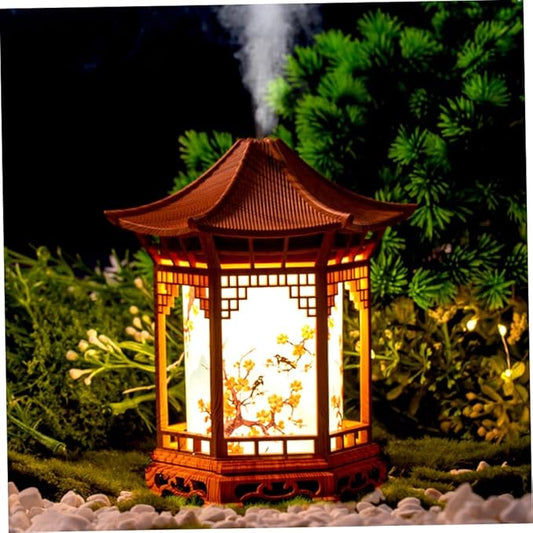 Essential Oil Diffusers, Chinese Lantern Aroma Diffuser & Night Light - 160ml Essential Oil Diffuser with Dual Mist Modes, Dual Color Temperatures, Shallow Wood Grain for Bedroom Office, Khaki, Essen