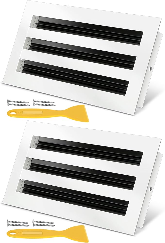 12x6 Modern AC Vent Cover 2Pack, Decorative White Air Vent (Duct Opening Cutout), All Aluminium Standard Linear Slot Diffuser, Low Noise - Register Grille for Ceiling, Walls & Floors
