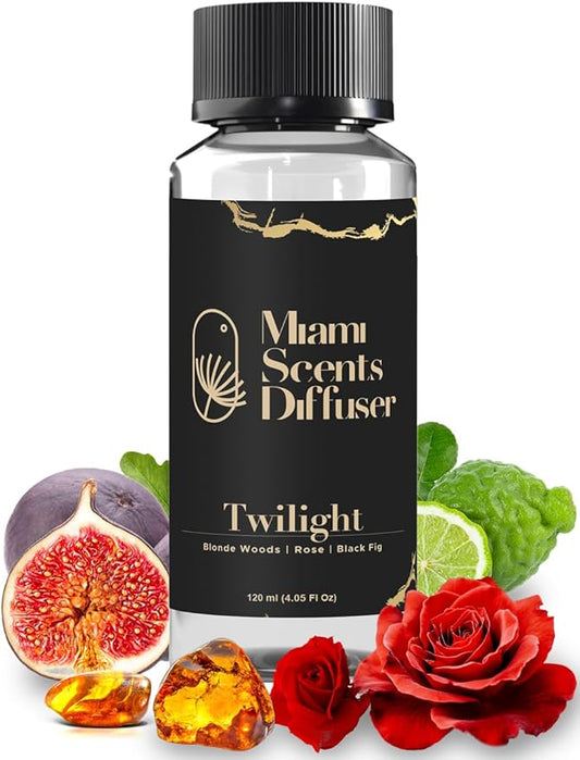 Twilight After Hours Essential Oil Refill Luxury Hotel Inspired, Long Lasting Aroma for Home & Office Diffuser, 120ml Fresh Blend of Blonde Wood Rose and Black Fig, Scent for Wellness Aromatherapy.