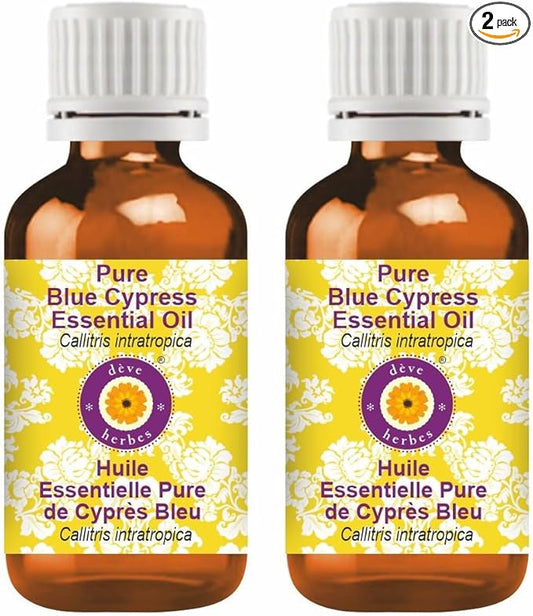 dève herbes Pure Blue Cypress Essential Oil (Callitris intratropica) Natural Therapeutic Grade Steam Distilled (Pack of Two) 100mlx2 (6.76 oz)