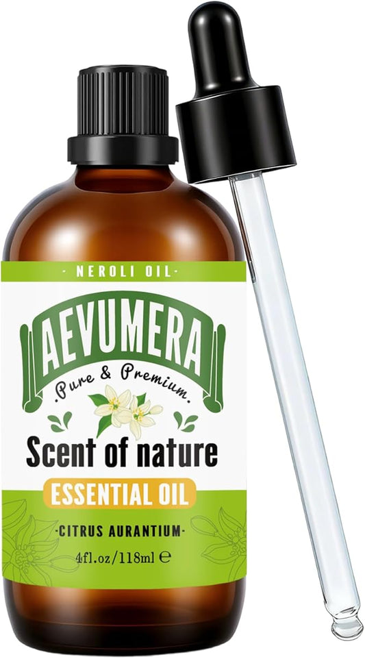 Neroli Essential Oil 4fl.oz Pure Natural Neroli Oil Essential Oil for Aroma Diffuser, Aromatherapy, Skin, Massage, Soap & Candle Making, Perfume, Humidifier, Bath, Home Cleaning - 118ML