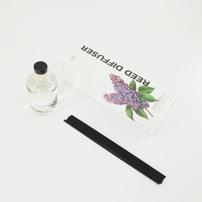 Reed Diffuser Set for Bathroom & Home, Long Lasting Essential Oil Aroma, Glass Bottle Home Fragrance with Sticks, Ideal Gift for Woman, 3.52oz (100ml) (White Cotton)