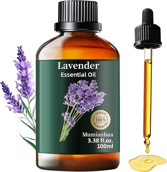 Lavender Essential Oil, Mumianhua Pure Lavender Oil for Diffuser, Bedroom Tranquility & Outdoor Freshness, Aromatherapy for Evening Wind-Down, Laundry, Skin, Hair,Candle Making 3.38 Fl Oz