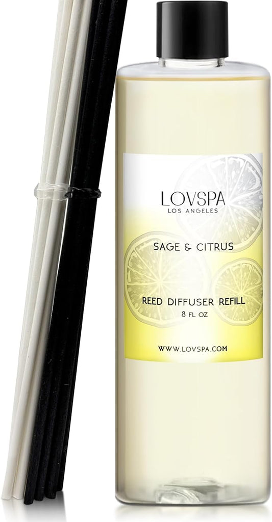 LOVSPA Sage & Citrus Diffuser Oil - Essential Oils for Diffuser Refill & Air Freshener Room Spray - Long-Lasting & Natural Home Fragrance, Scented Oil for Diffusers, USA Made, 8 oz