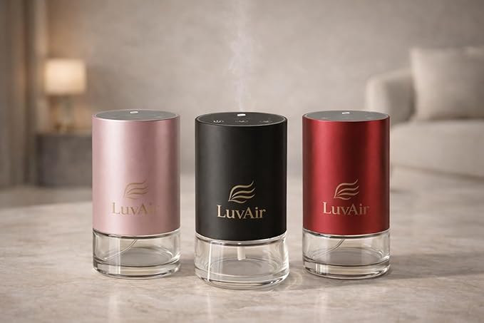 LuvAir Waterless Home Diffuser – Rechargeable Cordless Aromatherapy Machine for Large Rooms, Adjustable Mist, Essential Oil Diffuser for Home & Office (Pink)