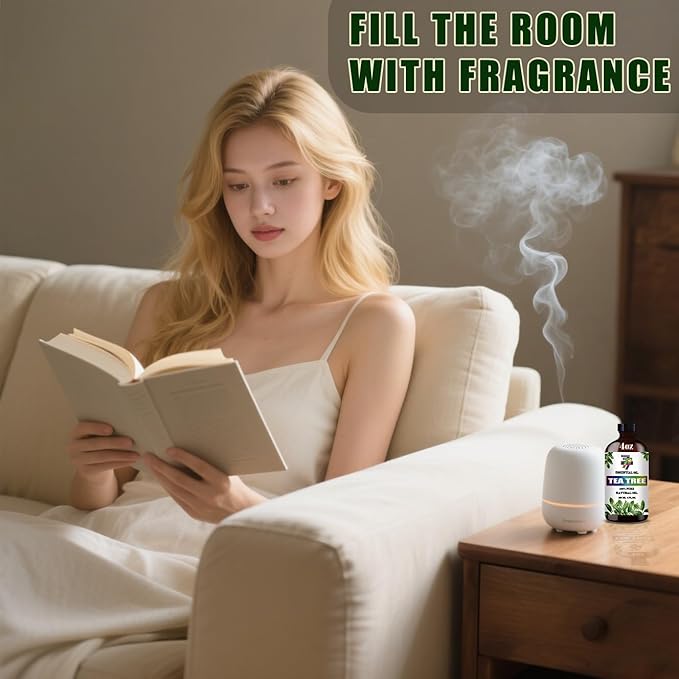 Tea Tree Essential Oil - GV77ZF Tea Tree Oils for Diffusers, Humidifiers, DIY Candles, Soap, Cleaning, Home, Office, Yoga, Massage, Gifts - 4 fl oz (120 ml)