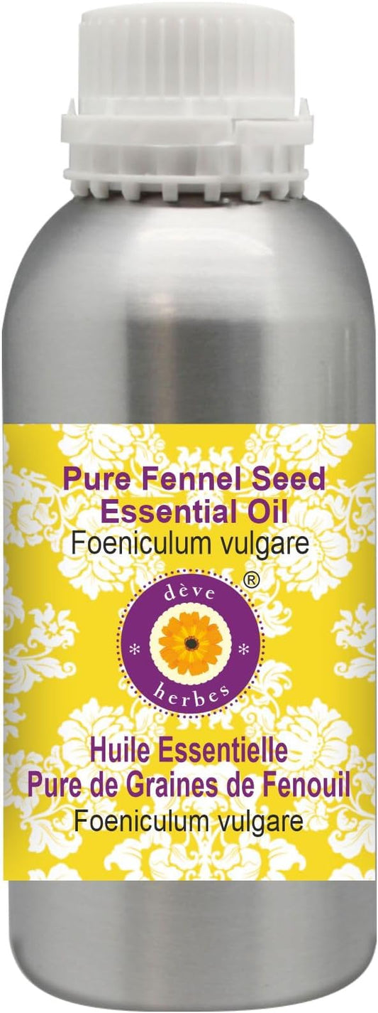Deve Herbes Pure Fennel Seed Essential Oil (Foeniculum vulgare) Steam Distilled 630ml (21 oz)