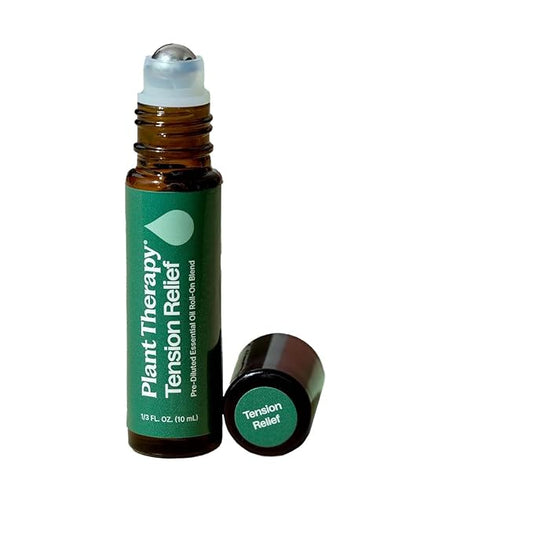 Plant Therapy Tension Relief Essential Oil Blend Pre-Diluted Roll-On, 10 mL (1/3 oz), Pure Essential Oils Diluted in Fractionated Coconut Oil for Ready-to-Use Application