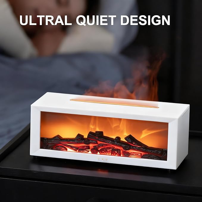 Fireplace Aroma Essential Oil Diffuser, 150ml Ultrasonic Humidifier, Scent Aroma Diffuser with Remote Control & Timer for Home, Bedroom, Office, Yoga