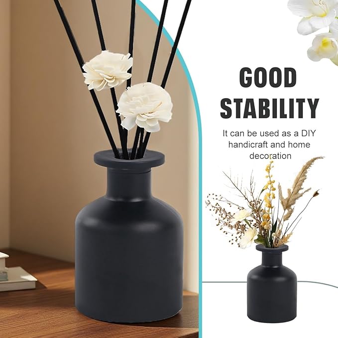 ericotry 1PCS 150ml/5oz Glass Diffuser Bottle Jars Pot Empty Refillable Exquisite Essential Oils Container for DIY Reed Diffuser Sticks Sets Crafts Decor Essential Oil Diffuser (Black)