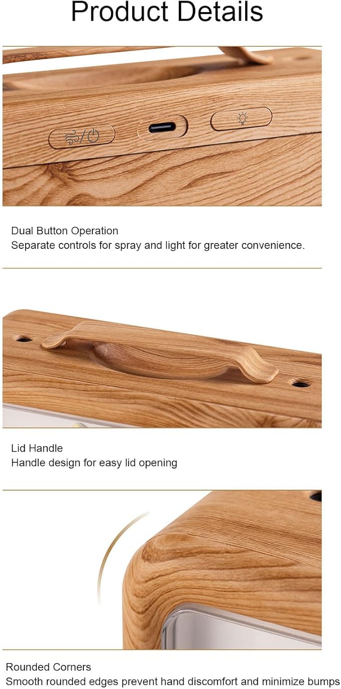 600ml Essential Oil Diffuser, Dual Spray Mountain Aromatherapy Diffuser Cool Mist Humidifier with Light, Essential Oil Scent for Home Bedroom (Dark Wood Grain)