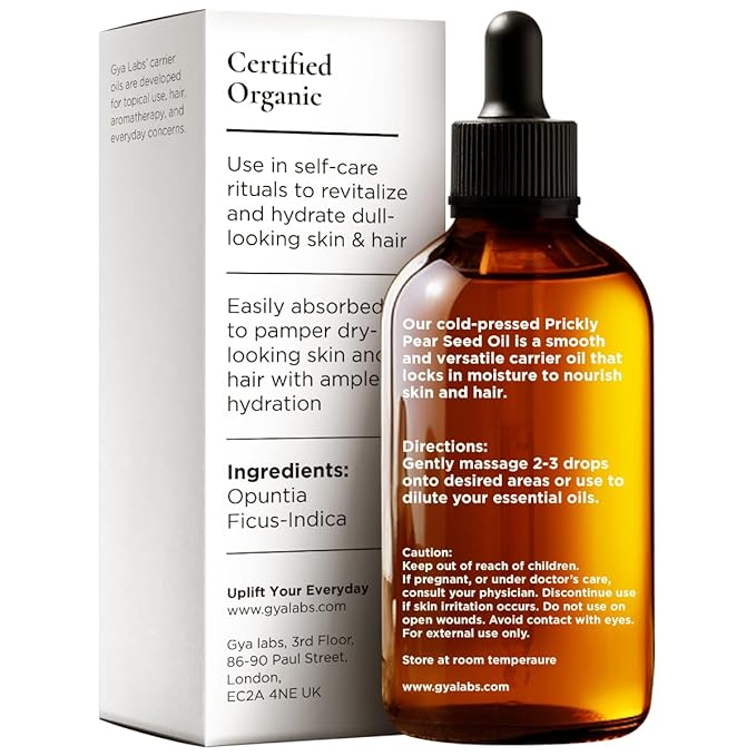 Gya Labs Prickly Pear Seed Oil - 1 Fl Oz - Carrier Oil for Hair, Skin, Face, Scalp & Body Massage