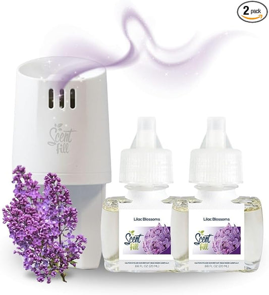 Scent Fill Lilac Blossoms Plug in Air Freshener, Scented Oil Refills, 2 Refills + Diffuser