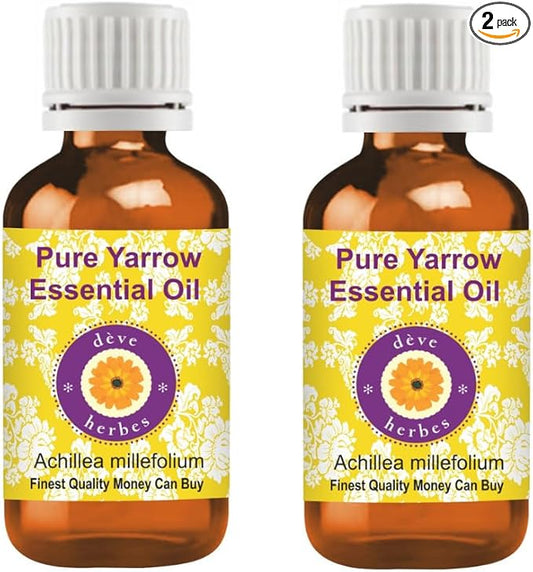 dève herbes Yarrow Essential Oil (Achillea millefolium) Pure | Non-Sticky | Non-Greasy | Lightweight | Men & Women | All Skin Types | Steam Distilled 5ml X 2 (0.33 oz)