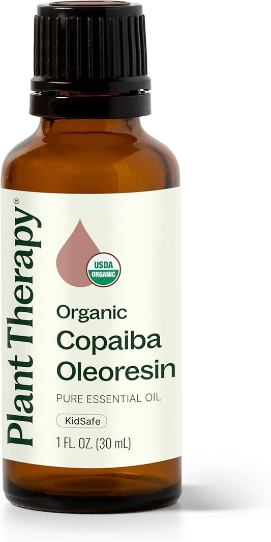 Plant Therapy Organic Copaiba Essential Oil (Copaiba Oleoresin), 30 mL (1 oz), 100% Pure, Undiluted Essential Oil, Great for Natural Skin Care