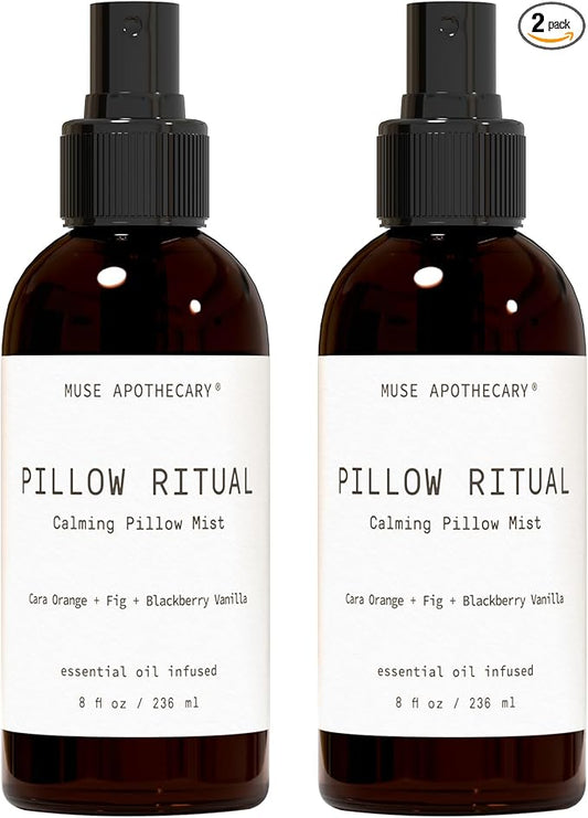 Muse Apothecary Pillow Ritual - Aromatic, Calming and Relaxing Pillow Mist, Linen and Fabric Spray - Infused with Aromatherapy Essential Oils - 8 oz, Cara Orange + Fig + BlackBerry Vanilla, 2 Pack