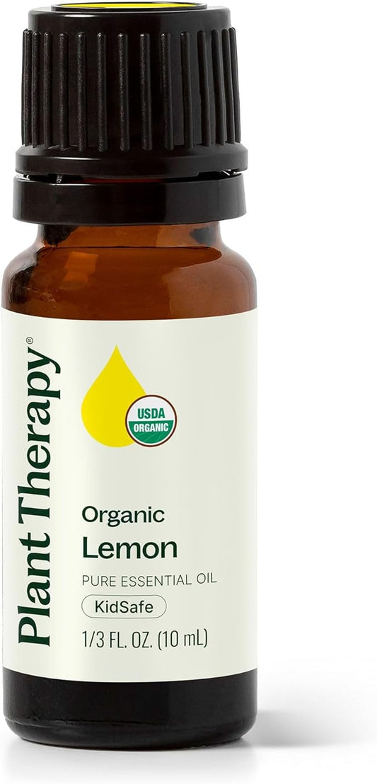 Plant Therapy Organic Lemon Essential Oil 100% Pure, USDA Certified Organic, Undiluted, Natural Aromatherapy, Therapeutic Grade 10 mL (1/3 oz)