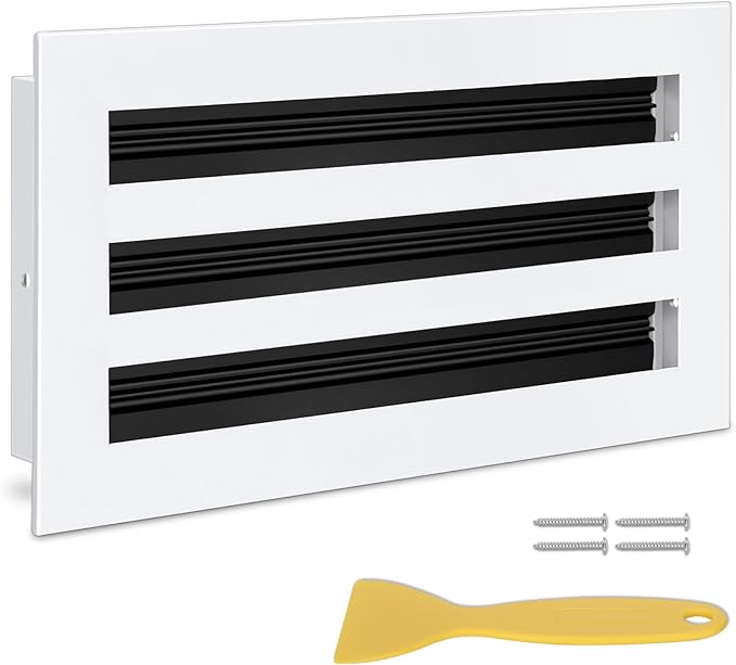12x6 Modern AC Vent Cover (Duct Opening Cutout), Decorative White Air Vent, All Aluminium Standard Linear Slot Diffuser, Low Noise - Register Grille for Ceiling, Walls & Floors