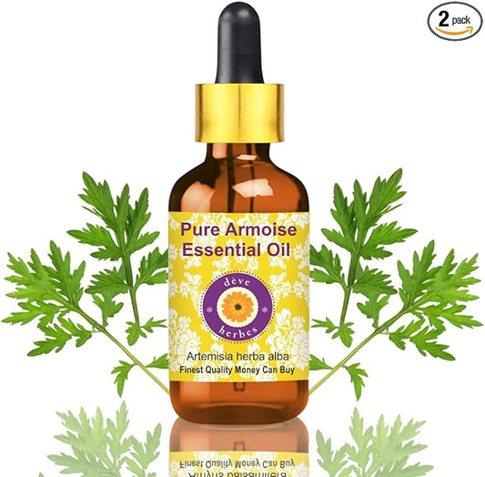 Deve Herbes Pure Armoise Essential Oil (Artemisia herba alba) with Glass Dropper Steam Distilled 10ml (0.33 oz)